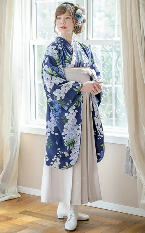 キャサリンコテージ 藤の香濃紫×灰色袴セット 150-