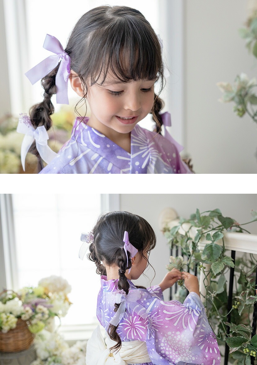 リボン＆フラワー Uピン ヘアアレンジセット 和装 モデル写真