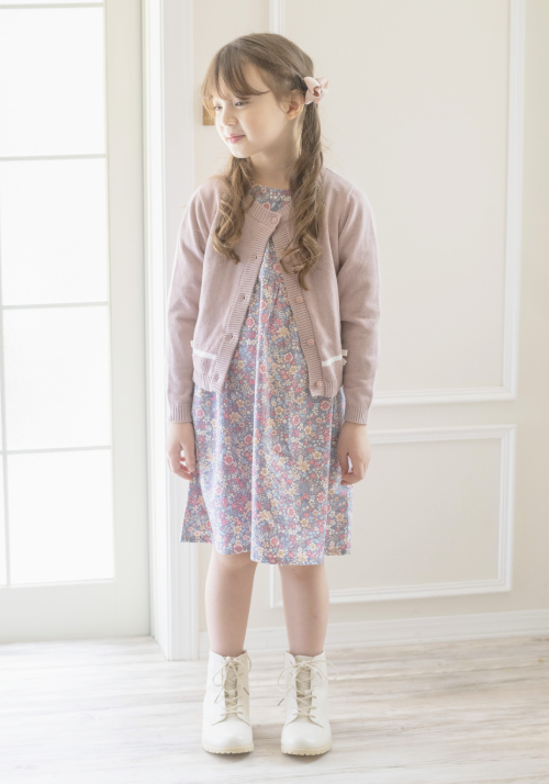 ハンドメイド ふっくら袖ワンピース 120つけ襟セット ハンドメイド