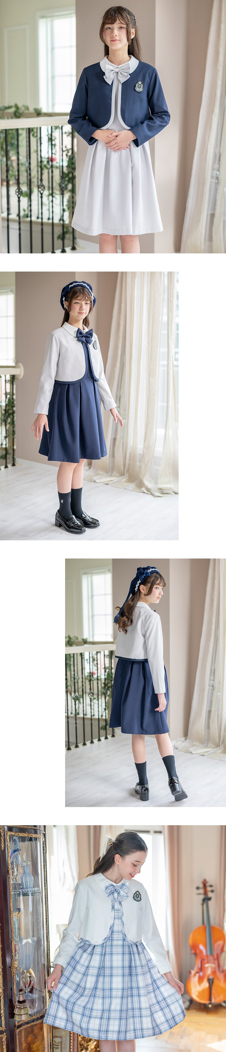 白襟ワンピースボレロスーツセット,モデル画像5