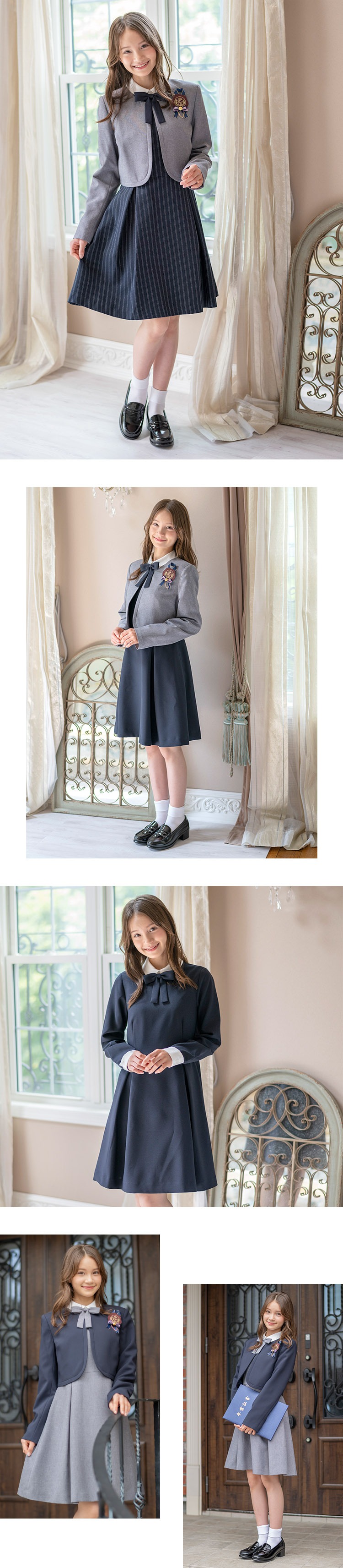 白襟ワンピースボレロスーツセット,モデル画像1