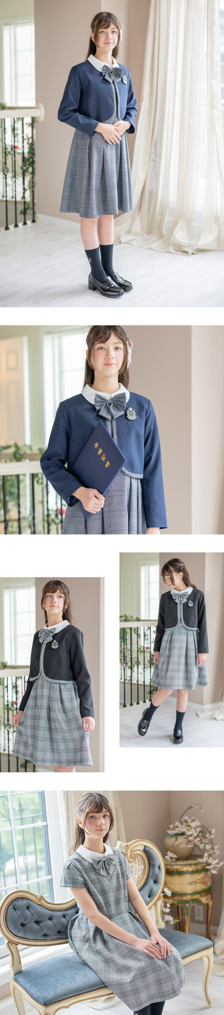 白襟ワンピースボレロスーツセット,モデル画像4