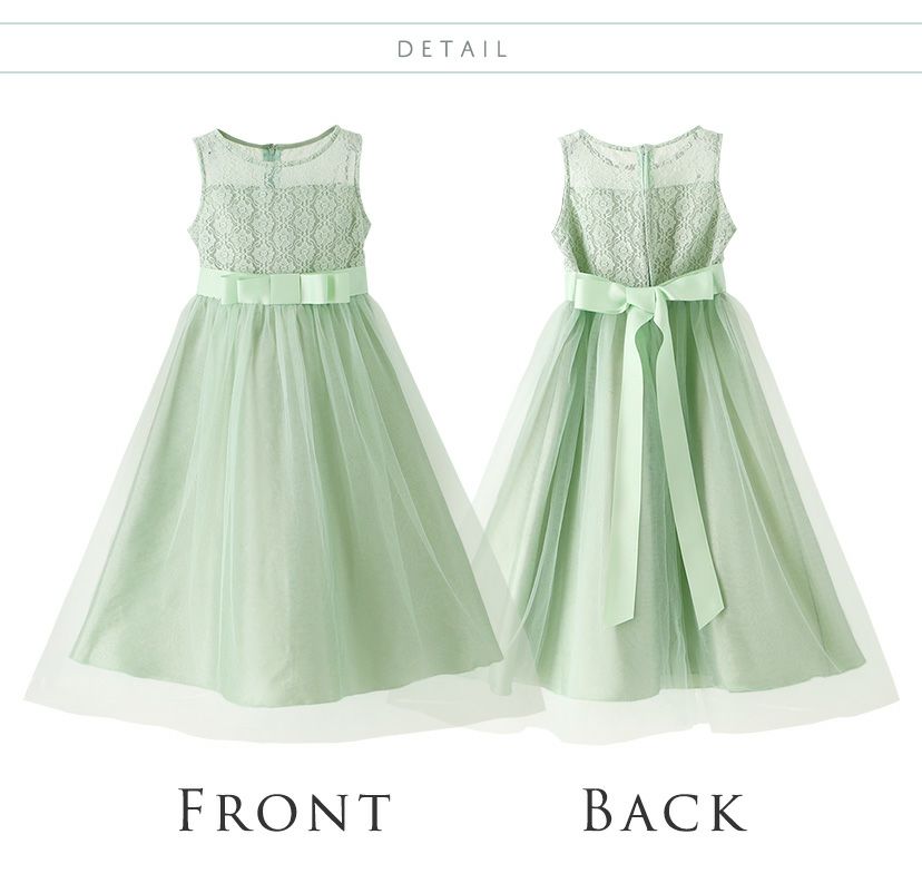 キッズドレスロング結婚式発表会子供ドレスデコルテシースルーレースロングドレス110120130140150160