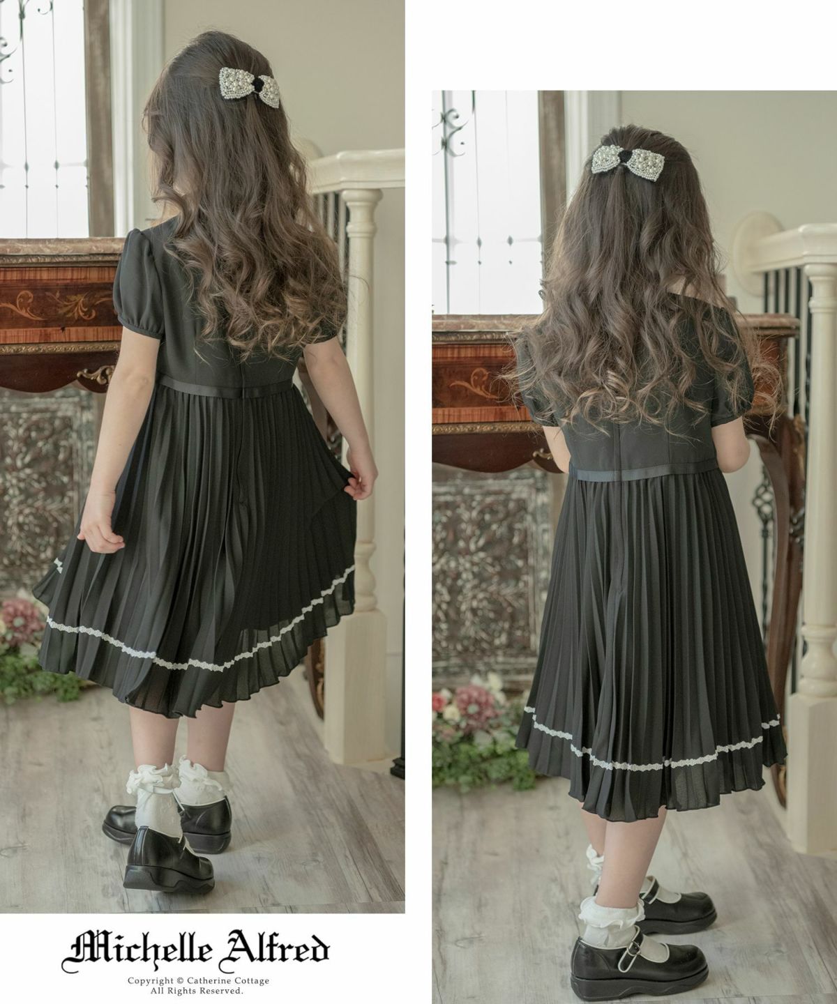 フォーマルワンピース子供半袖クリスタルプリーツワンピース[110120130140150160165cm黒ブラック]女の子入学式キッズ卒業式卒服ジュニア七五三ブラックフォーマル結婚式おしゃれ春夏秋子供服