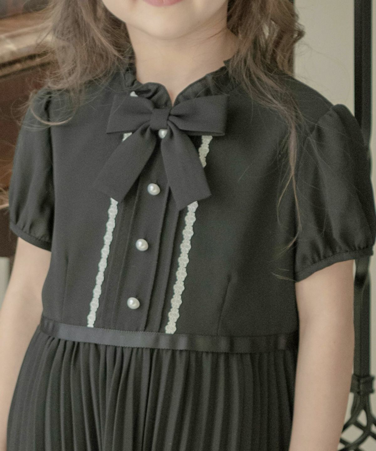 フォーマルワンピース子供半袖クリスタルプリーツワンピース[110120130140150160165cm黒ブラック]女の子入学式キッズ卒業式卒服ジュニア七五三ブラックフォーマル結婚式おしゃれ春夏秋子供服