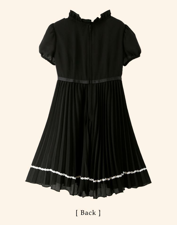 フォーマルワンピース子供半袖クリスタルプリーツワンピース[110120130140150160165cm黒ブラック]女の子入学式キッズ卒業式卒服ジュニア七五三ブラックフォーマル結婚式おしゃれ春夏秋子供服