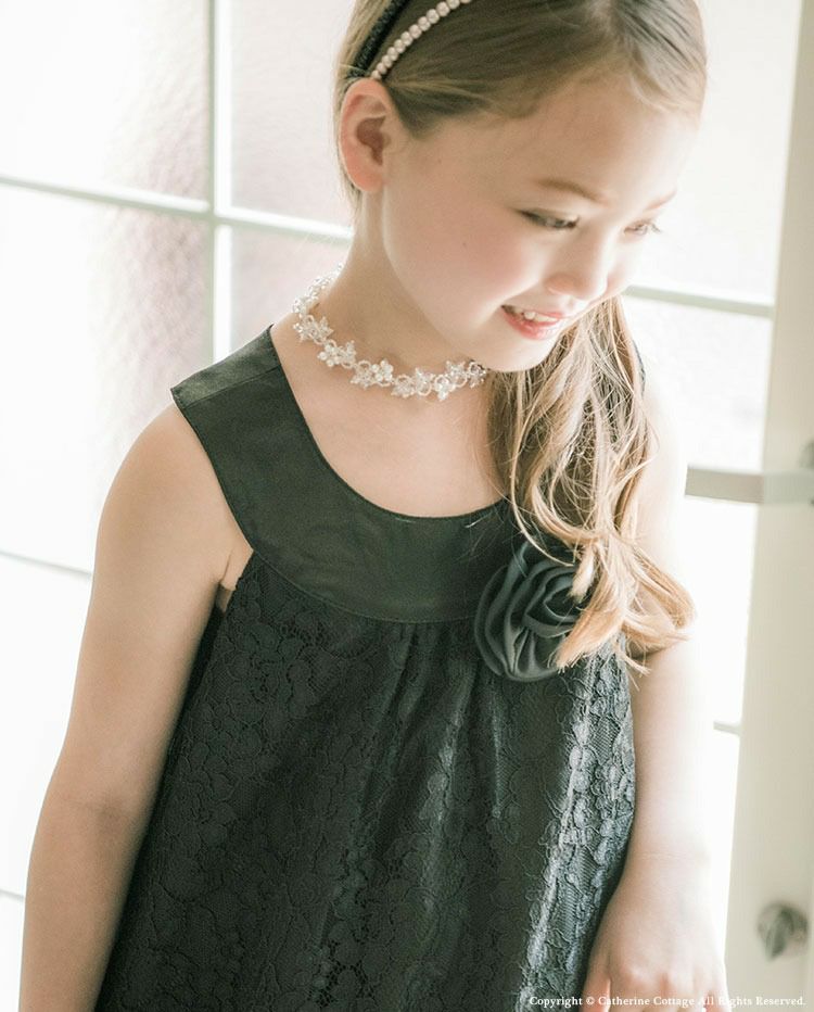 子供ドレス総レースAラインドレス[フォーマルドレスレース女の子キッズフォーマルワンピース110120130140150cm白黒青ブルー紺色発表会結婚式コサージュ付き通販楽天]子供服[処分価格返品不可]