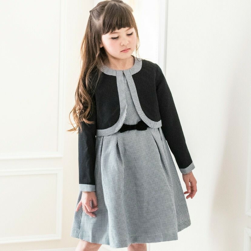 お嬢様のアンサンブルスーツセットノーカラーボレロ＆ワンピースTAK