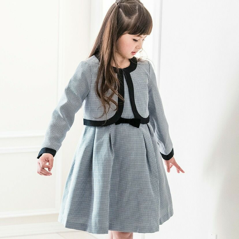 お嬢様のアンサンブルスーツセットノーカラーボレロ＆ワンピースTAK