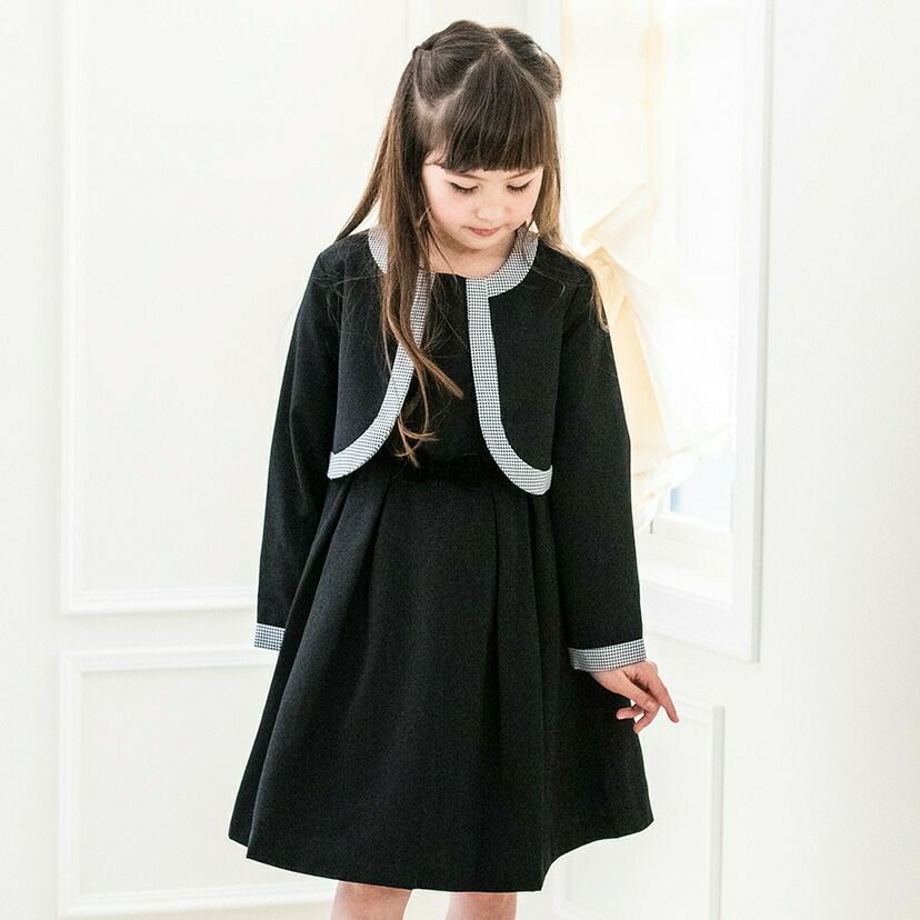 お嬢様のアンサンブルスーツセットノーカラーボレロ＆ワンピースTAK