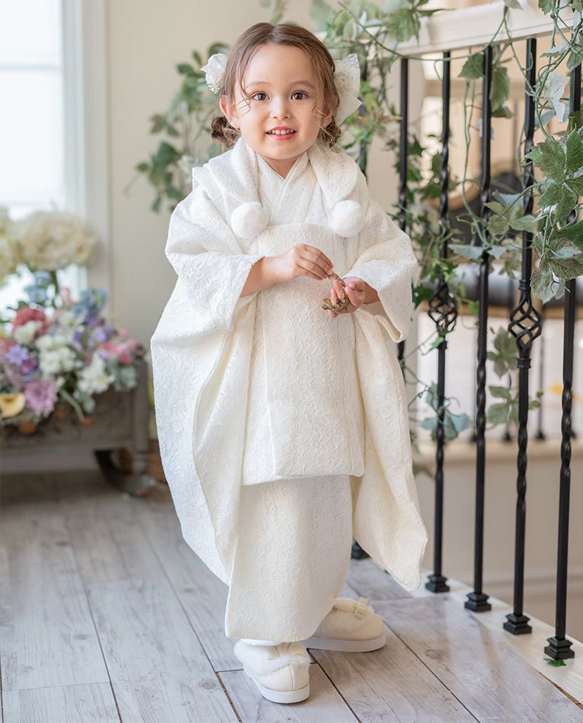 ★新色K/L/M/Nは3月以降の入荷予定★【目玉セール】【送料無料】京都絵師によるオリジナル柄＋レース生地の被布セット七五三753三歳女の子年賀状写真やお正月やひな祭りにも着物TAKキッズキャサリンコテージ