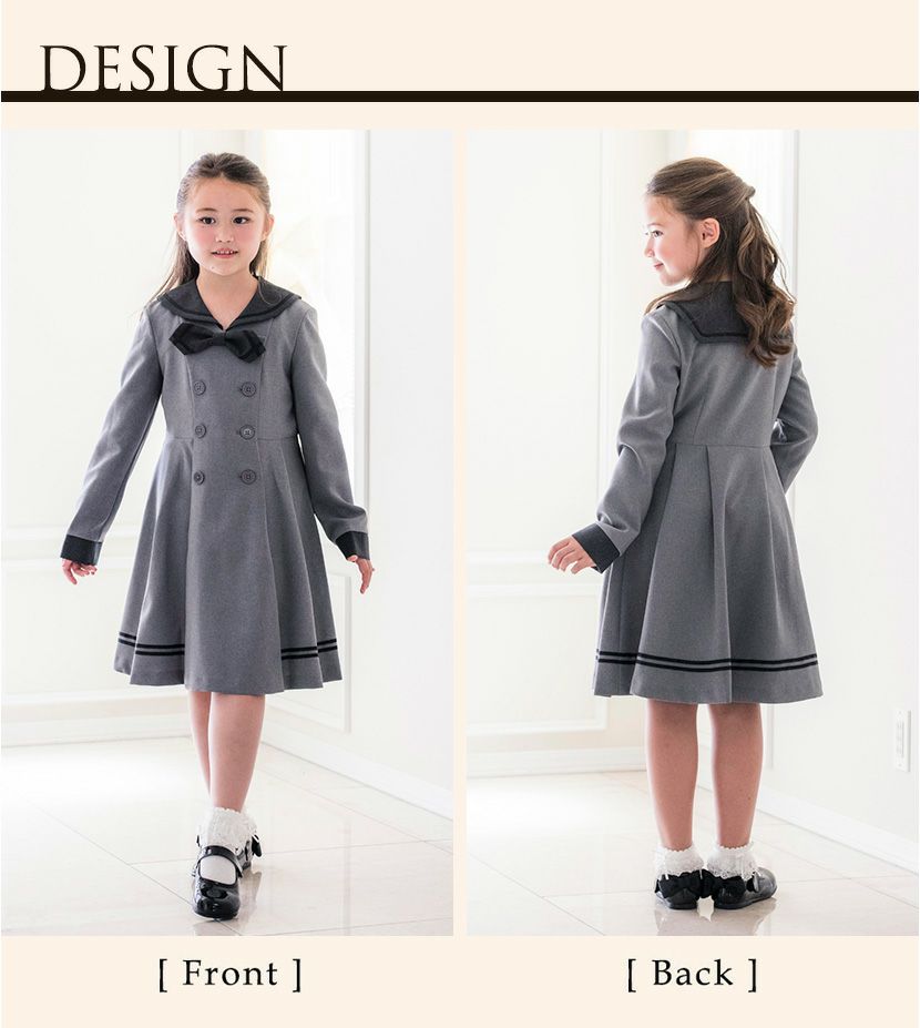 女の子学生セーラー襟ダブルボタン長袖ワンピース小学校卒業式