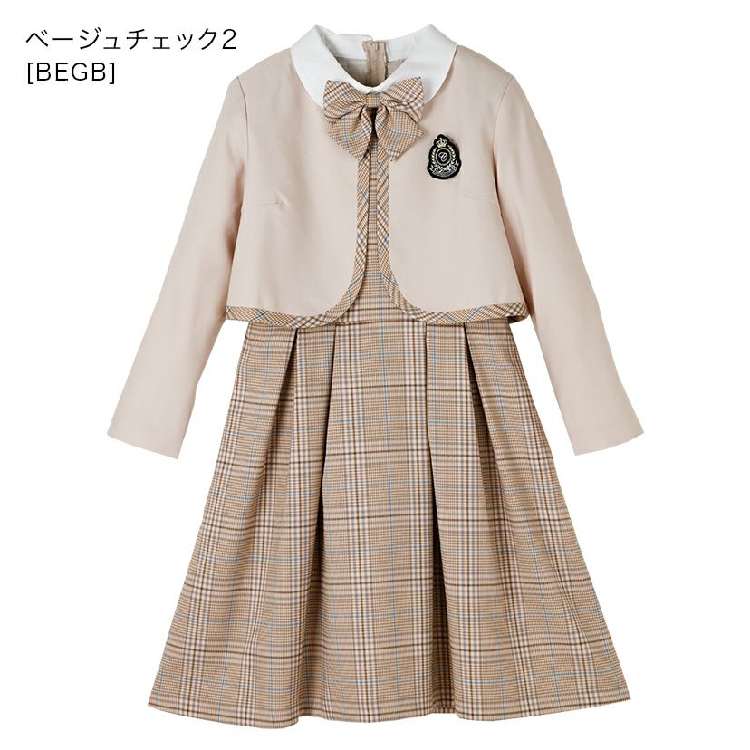 卒業式スーツ女の子卒服上品白襟ワンピース＆ノーカラーボレロ[140150160165cmグレーネイビー紺ストライプ]おしゃれ発表会結婚式大きいサイズ小学生女子ジュニアフォーマル