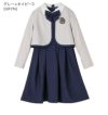 卒業式スーツ女の子卒服上品白襟ワンピース＆ノーカラーボレロ[140150160165cmグレーネイビー紺ストライプ]おしゃれ発表会結婚式大きいサイズ小学生女子ジュニアフォーマル