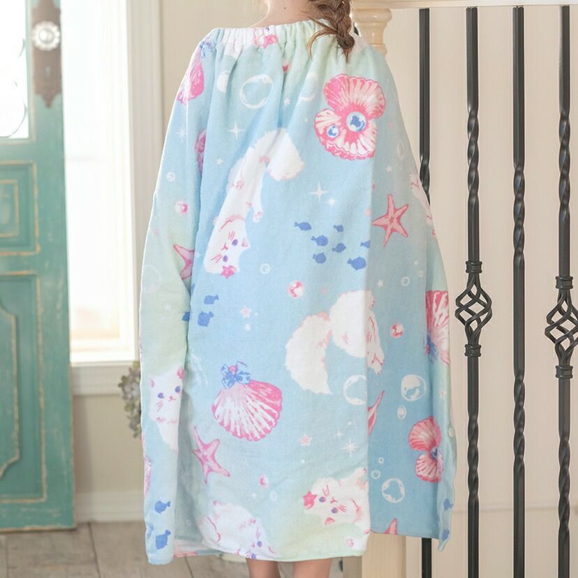 女の子ラップタオルロマンティック柄プールタオル[子供用大人用着替えタオルポンチョ子供用ピンク80cm×120cm綿100%水着用水泳ビーチタオルキッズジュニアレディースロングサイズ大判タオル巻きタオルお着替え]キャサリンコテージ