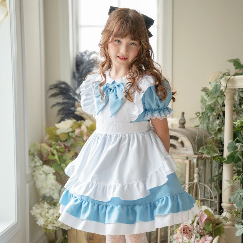 水色アリスエプロンドレスワンピース