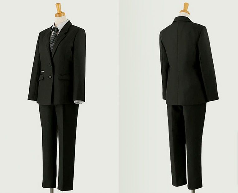 卒業式スーツ女の子ショートパンツ＆ロングジャケットスーツセットおしゃれ[ジャケット/ブラウス/パンツ/ネクタイ]140150160165cm黒ブラックフォーマル冠婚葬祭ジュニア小学生女子子供服