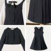 スーツ女の子入学式子供服制服長袖ブラウス付濃紺アンサンブル受験面接キッズフォーマルフォーマルスーツ4点セット[ジャンパースカート/ボレロ/ブラウス/リボン][110120130140150紺黒B体ゆったりサイズSSTS10[返品不可]