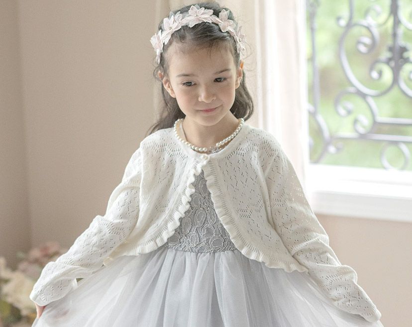 子供ドレスに合わせたい！綿100%透かし柄コットンニットボレロ【送料無料】[子供服女の子キッズフォーマル110120130140150160cm白結婚式発表会入学式卒業式七五三正装羽織物綿100%]【キャサリンコテージ】