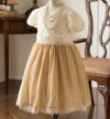 子供ドレスレーストップスシフォンワンピース[子供服キッズフォーマル女の子半袖結婚式ピアノ発表会卒園式120130140150160cm白黒ピンクゴールド楽天通販]キャサリンコテージTAK