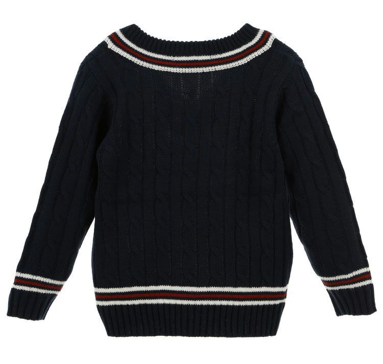 子供服ニット男女兼用ライン入りスクールセーター[男の子女の子Vネックセーター長袖120130140150160170cmネイビー紺フォーマルカジュアル]【キャサリンコテージ】