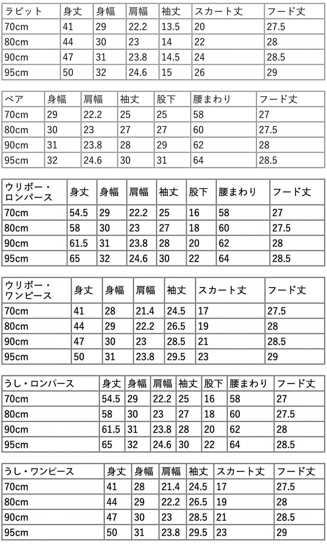 サイズ表