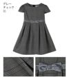 子供服フォーマルベロアリボンとキャップスリーブのきちんとワンピース女の子[100110120130140150160cm]スーツブリットチェック千鳥格子チェック黒グレーネイビーブラウン卒園式入学式冠婚葬祭法事喪服キャサリンコテージ[TS]10