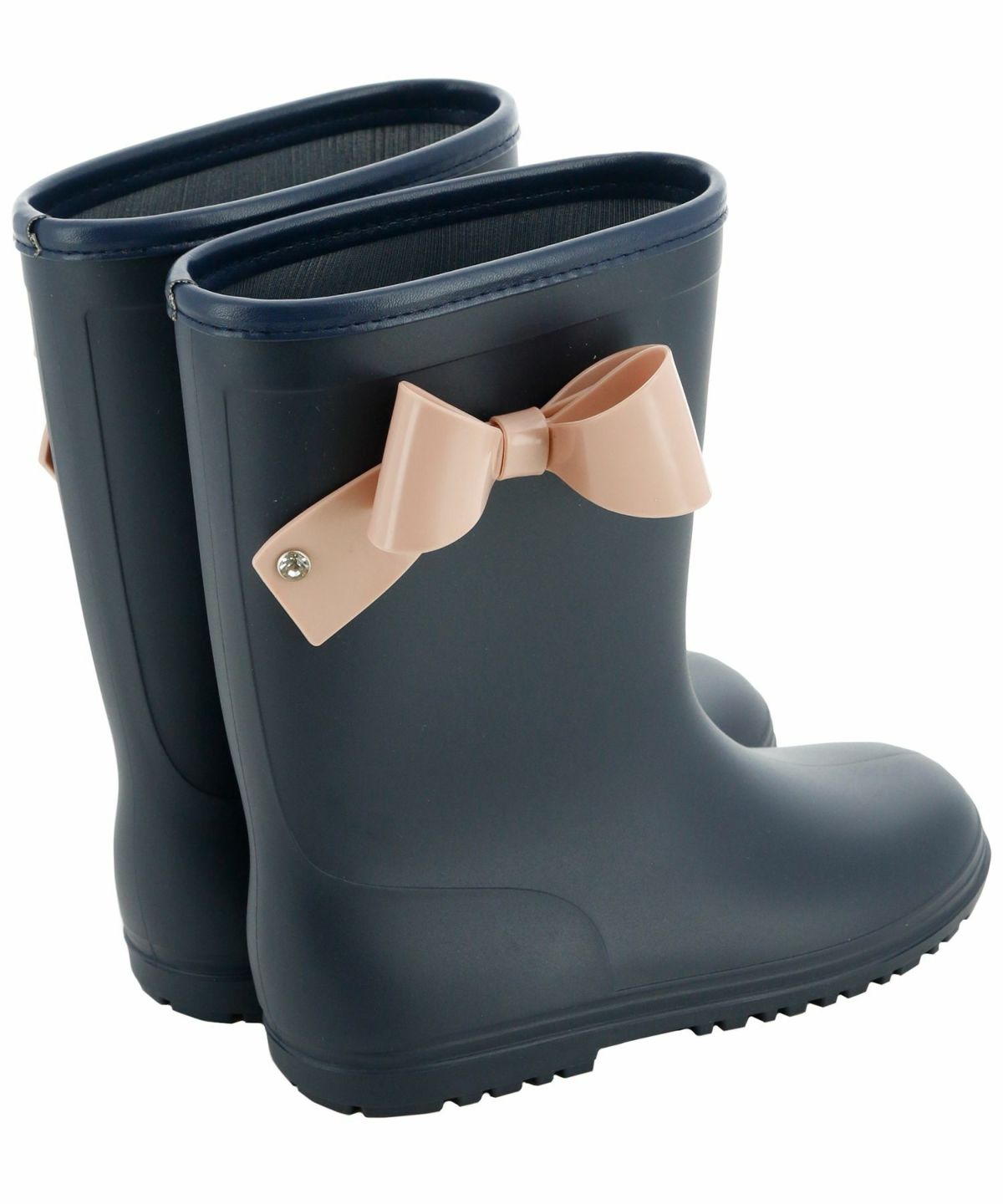 レインブーツキッズ女の子長靴サイドリボンレインブーツかわいい[161718192021222324cmネイビーホワイトミントグリーンライラック紫]ジュニアレディースおしゃれ通販楽天