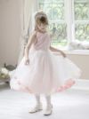 キッズドレス結婚式発表会女の子バラチュールの花びら入りスカートドレス[100110120130140150160cmピンクライラック紫白ブルー水色サックス]子供ドレスロングフラワーガールジュニア上品フォーマル