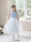 キッズドレス結婚式発表会女の子バラチュールの花びら入りスカートドレス[100110120130140150160cmピンクライラック紫白ブルー水色サックス]子供ドレスロングフラワーガールジュニア上品フォーマル