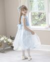 キッズドレス結婚式発表会女の子バラチュールの花びら入りスカートドレス[100110120130140150160cmピンクライラック紫白ブルー水色サックス]子供ドレスロングフラワーガールジュニア上品フォーマル