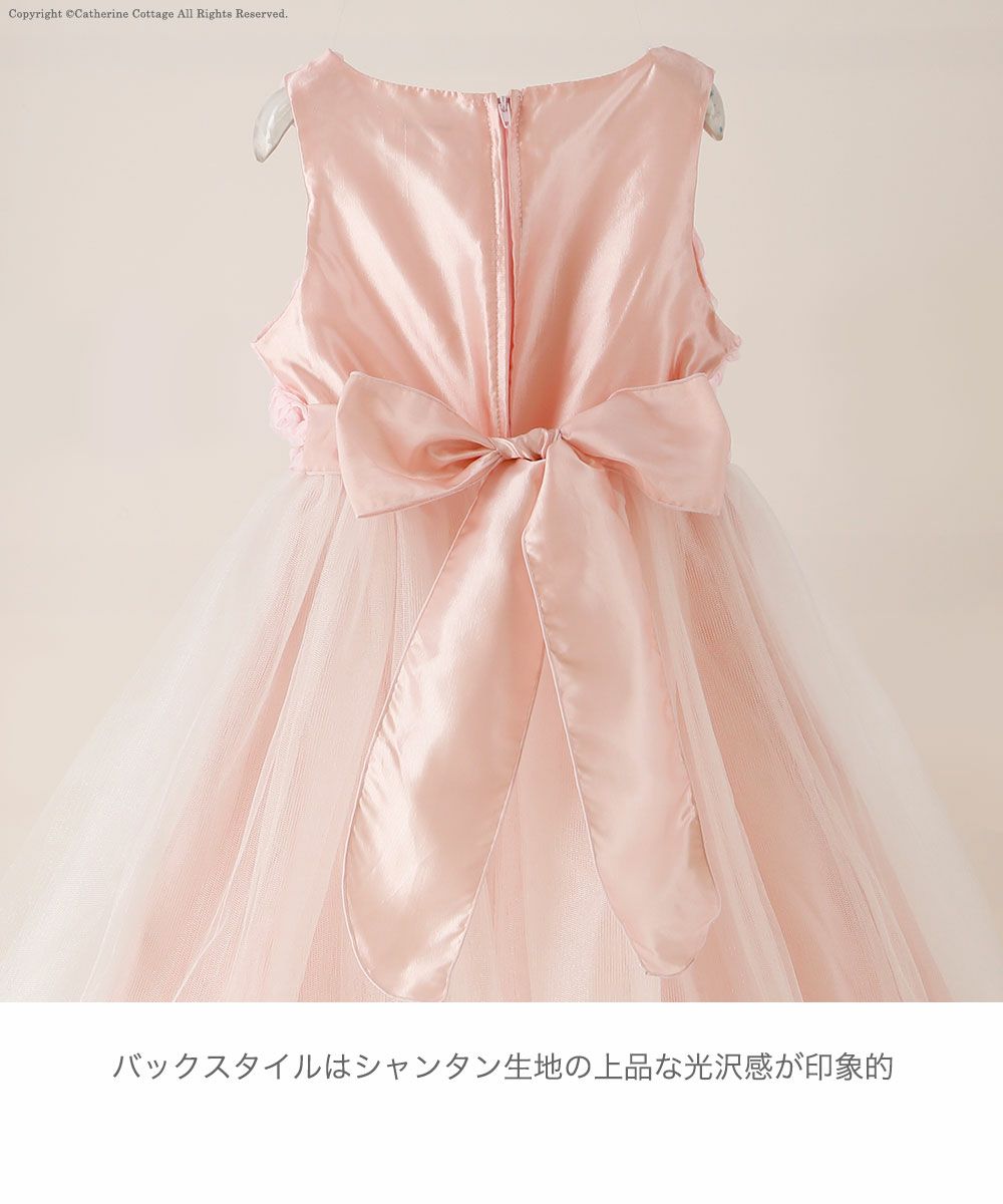 キッズドレス結婚式発表会女の子バラチュールの花びら入りスカートドレス[100110120130140150160cmピンクライラック紫白ブルー水色サックス]子供ドレスロングフラワーガールジュニア上品フォーマル