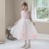 キッズドレス結婚式発表会女の子バラチュールの花びら入りスカートドレス[100110120130140150160cmピンクライラック紫白ブルー水色サックス]子供ドレスロングフラワーガールジュニア上品フォーマル