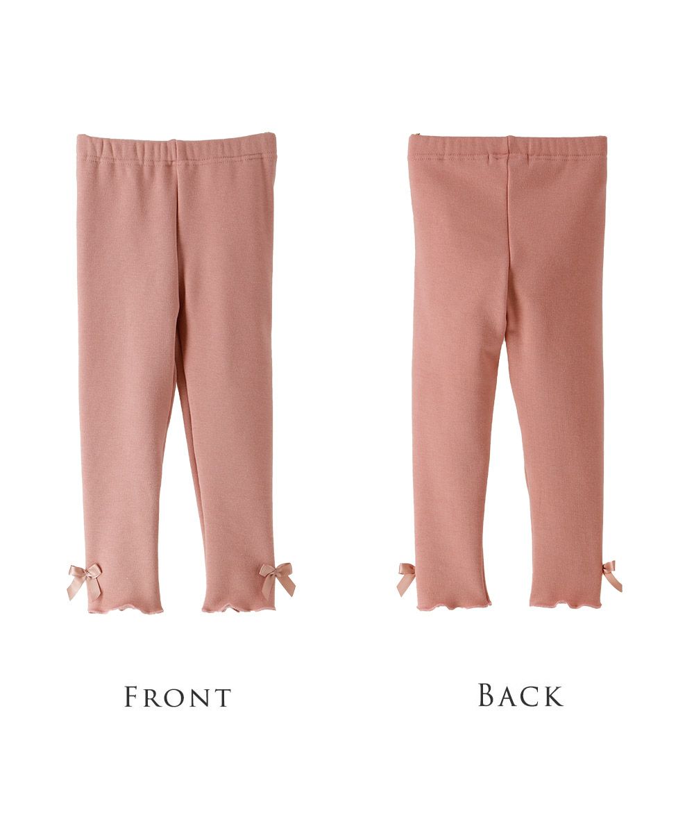 キッズ裏起毛レギンスメロウフリル裏シャギー冬レギンスリボン[100110120130140cm白ピンク紫グレーブルーネイビーブラック黒]女の子カジュアル暖かいおしゃれ子供服