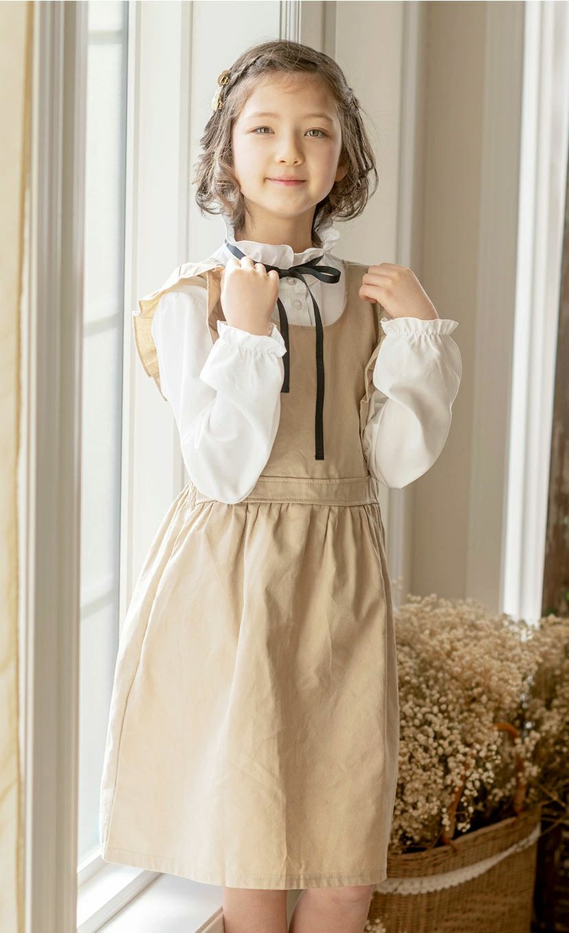 女の子トップス長袖キャンディースリーブフリルトップスキッズ