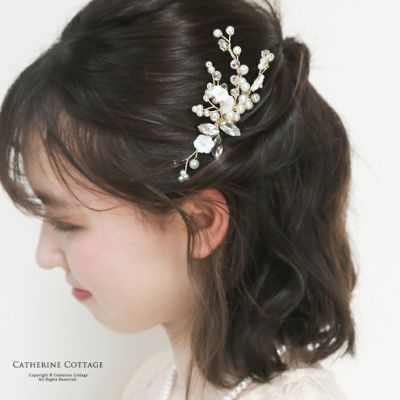 送料無料<br>バロックパールフラワーコームTAK アクセサリー ヘアアクセサリー