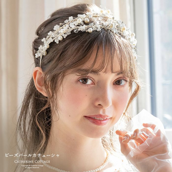 ビーズパールカチューシャ子供ドレスヘアアクセサリーヘッドドレスTAK