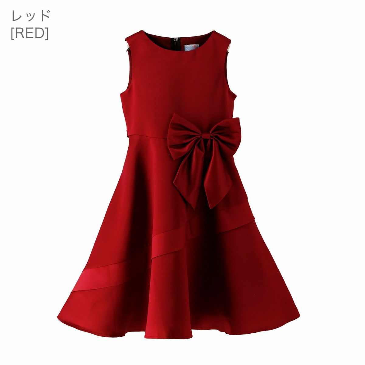 発表会ドレスビッグリボンサテンドレス[110120130140150160cmネイビー紺ローズ水色サックス]女の子結婚式七五三コンクール衣装