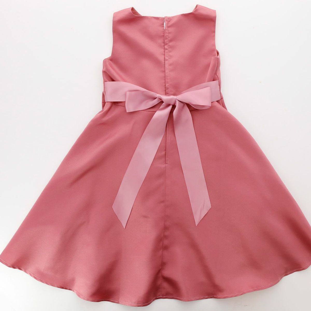 発表会ドレスビッグリボンサテンドレス[110120130140150160cmネイビー紺ローズ水色サックス]女の子結婚式七五三コンクール衣装