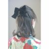 ベロアリボンヘアクリップお嬢様のおめかしリボンバレッタアクセサリーヘアアクセサリー大きめ赤黒キッズドレス卒業式袴に