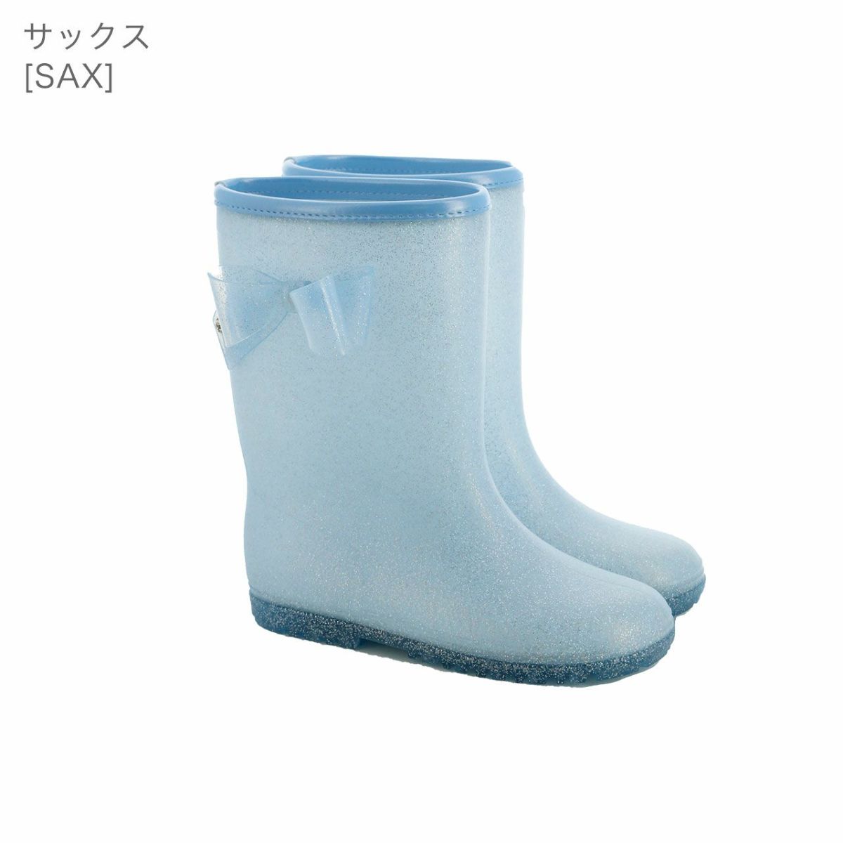 キッズ長靴サイドリボンラメレインブーツジュニアレディース