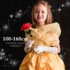 ハロウィン仮装パーティーゴージャスイエロードレス[子供キッズコスプレ100110120130140150160cm「美女と野獣」ベル風黄色]