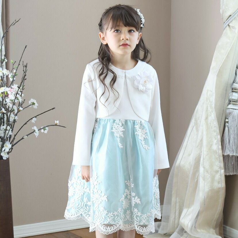 入学式女の子スーツスカラップレースワンピース＆ポンチボレロスーツセットセットアップフォーマル女子スーツ