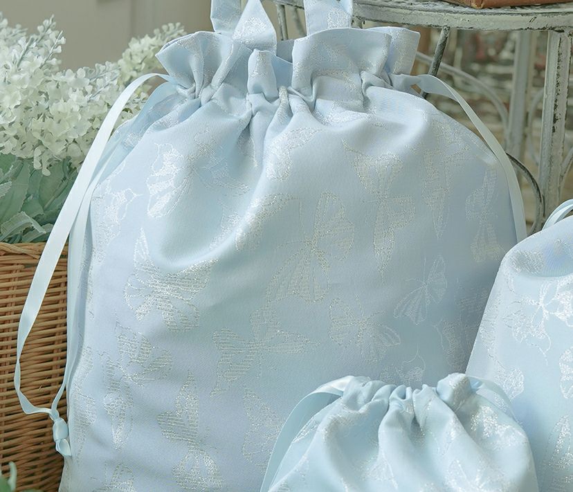 ラメの蝶舞うおしゃれ巾着袋3枚セット体操服入れスクールレッスンバッグ巾着通園通学グッズ