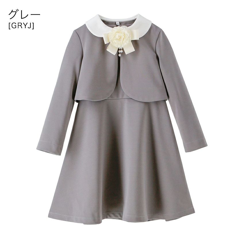 入学式女の子スーツお花リボンコサージュ付きポンチスーツセットアップフォーマル女子スーツ子供服