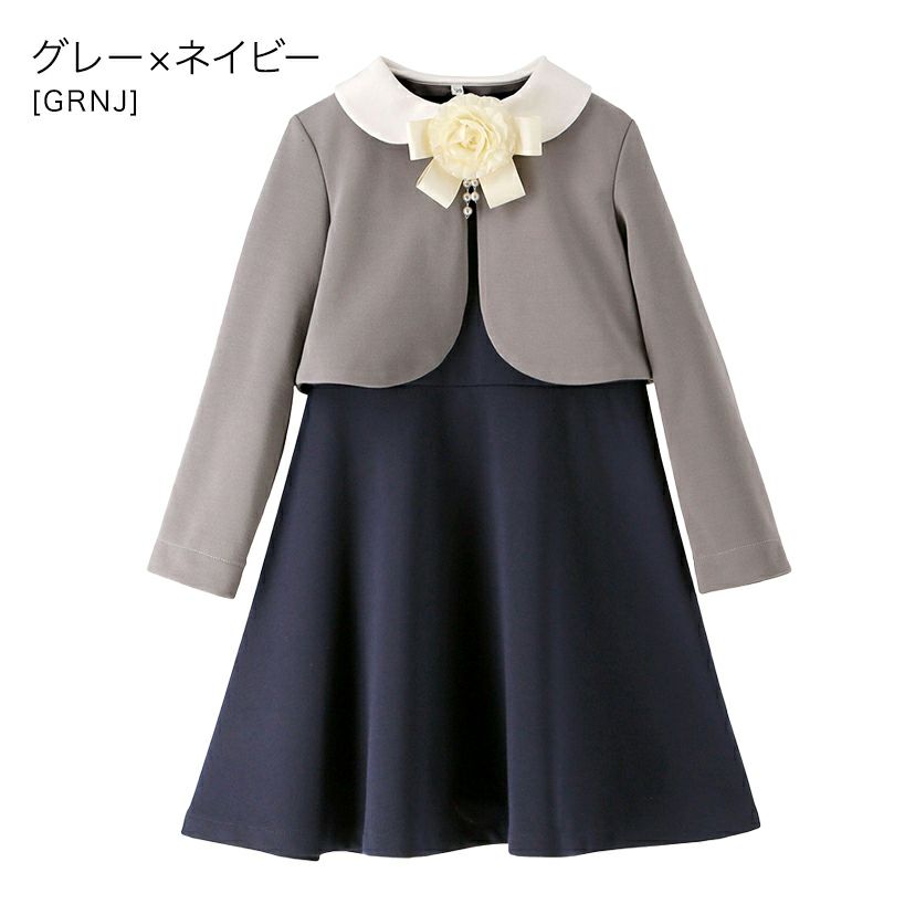 入学式女の子スーツお花リボンコサージュ付きポンチスーツセットアップフォーマル女子スーツ子供服