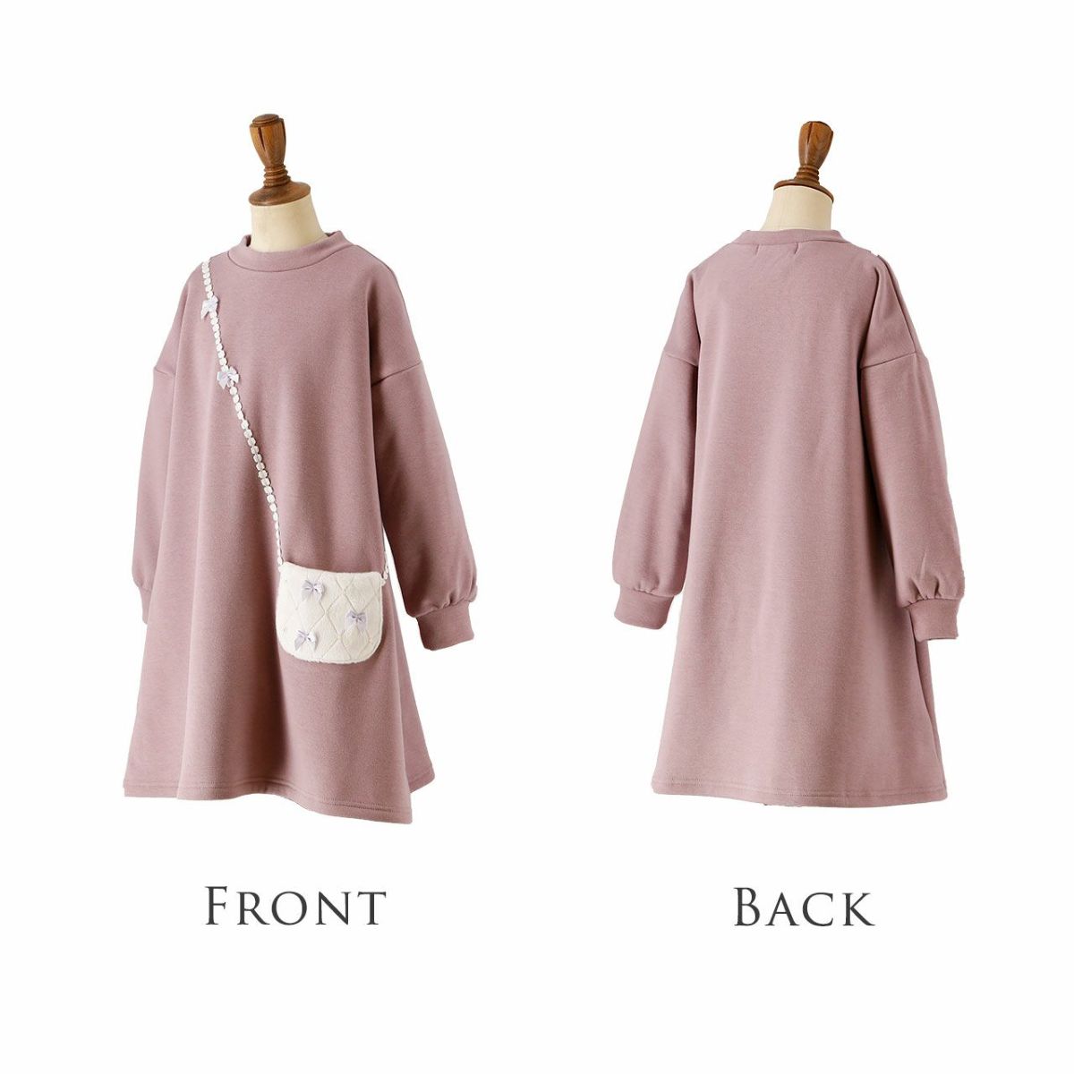 長袖ポシェットトレーナーワンピース女の子キッズカジュアルカジュアルワンピースTAK
