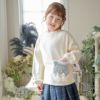 女の子カジュアル白猫ポシェット長袖トップス裏起毛トレーナーTAK