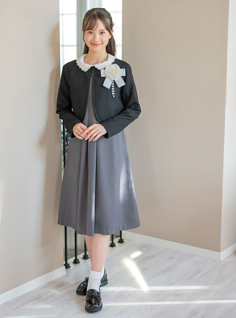 卒業式女の子スカラップレース襟ワンピースアンサンブルスーツフォーマルきちんとワンピース女子スーツキッズキャサリンコテージTAK/送料無料【激得タイムセール】