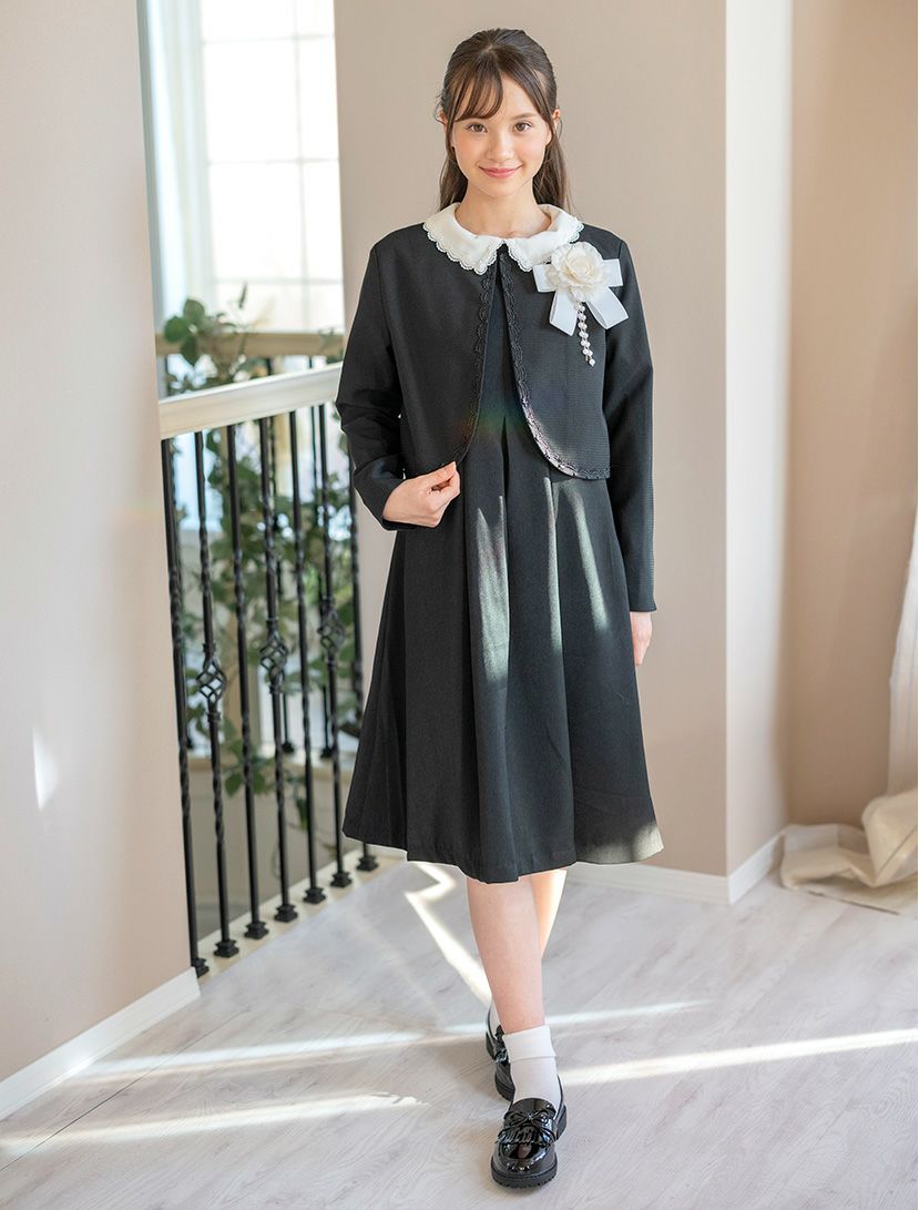 卒業式女の子スカラップレース襟ワンピースアンサンブルスーツフォーマルきちんとワンピース女子スーツキッズキャサリンコテージTAK/送料無料【激得タイムセール】